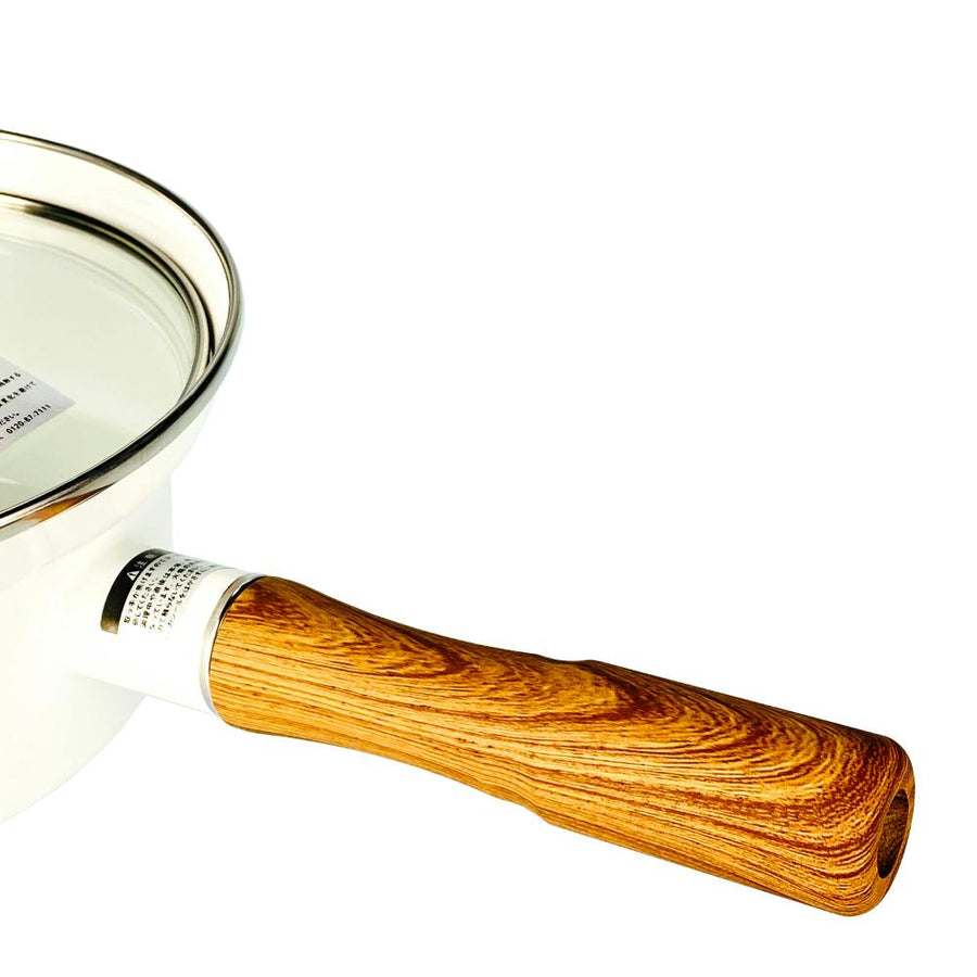 Anti-overflow enamel saucepan, 16cm, white