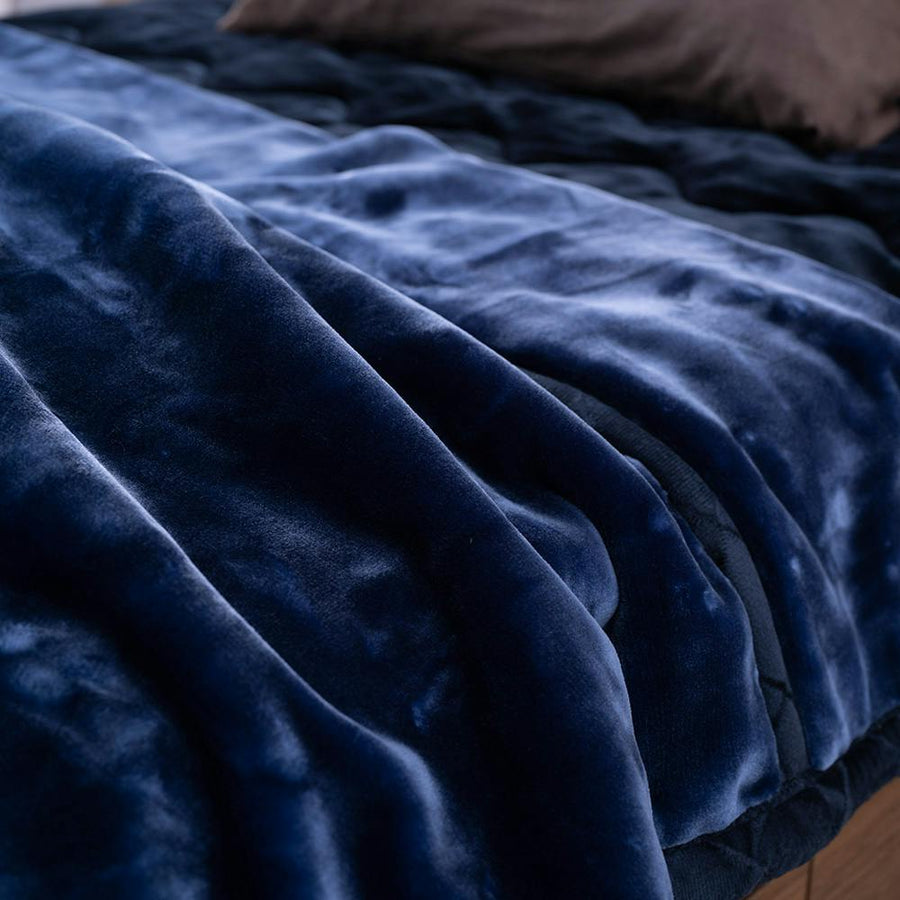 Double layer extra thick blanket MIZUKUMO Navy Double 180 x 200cm