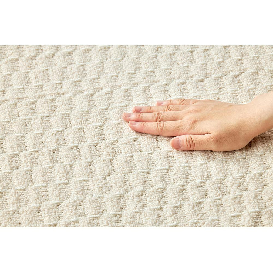 Antibacterial, odor-resistant, anti-mite flat-woven carpet, striped, ivory, 2 tatami mats