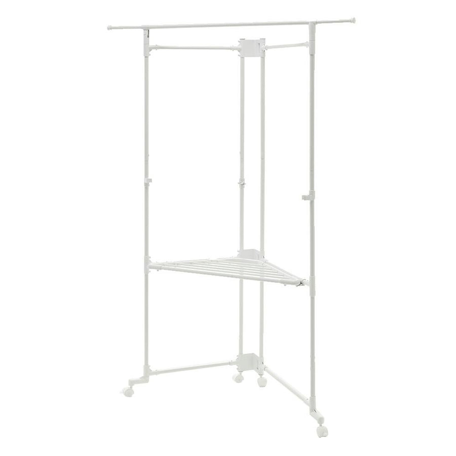 Aluminum folding laundry rack that can hold long items, Corner Patalan, White