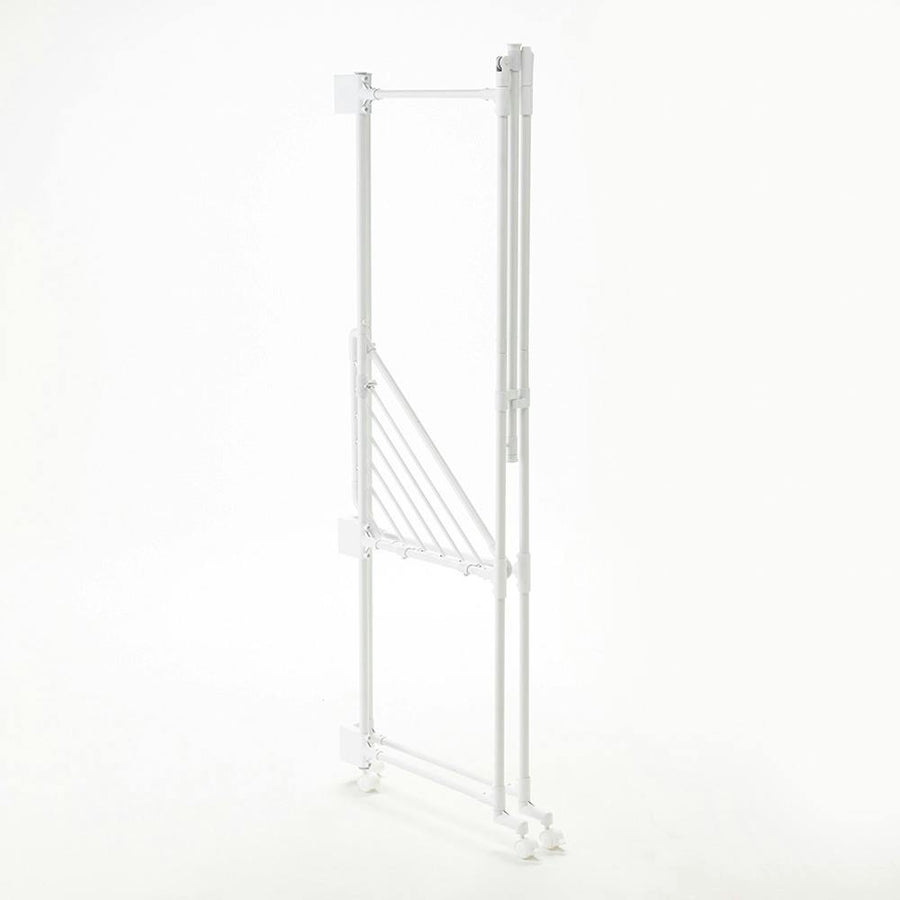 Aluminum folding laundry rack that can hold long items, Corner Patalan, White