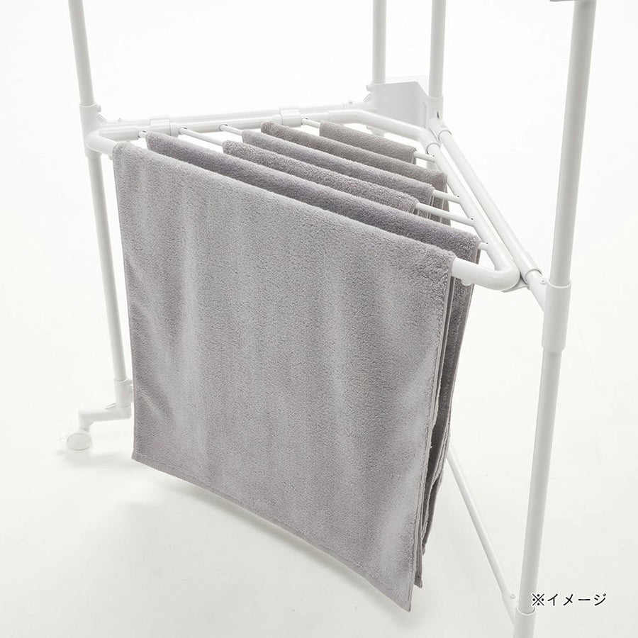 Aluminum folding laundry rack that can hold long items, Corner Patalan, White