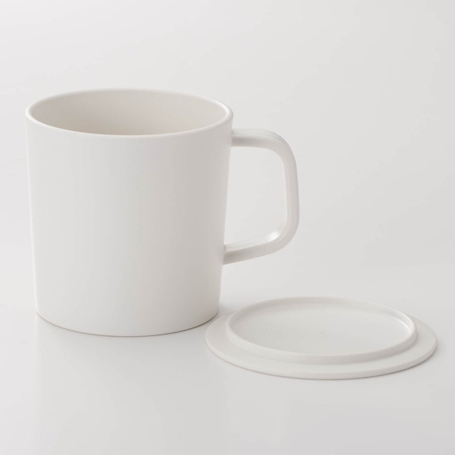 Polypropylene mug with lid, white