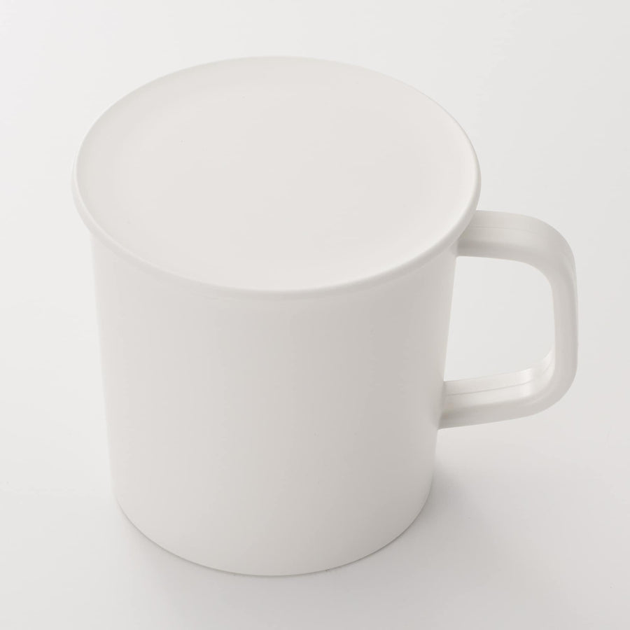 Polypropylene mug with lid, white