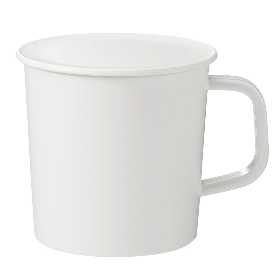 Polypropylene mug with lid, white