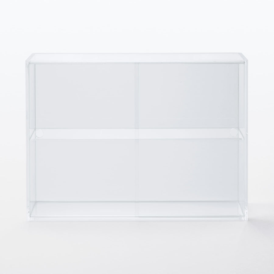 Acrylic collection stand with sliding door, large