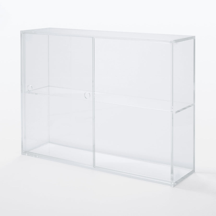 Acrylic collection stand with sliding door, large