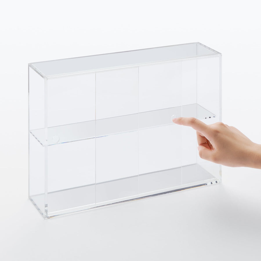 Acrylic collection stand with sliding door, large