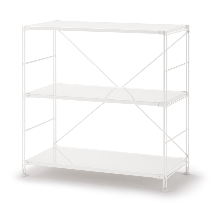 Steel unit shelf, steel shelf set, wide, small, light gray