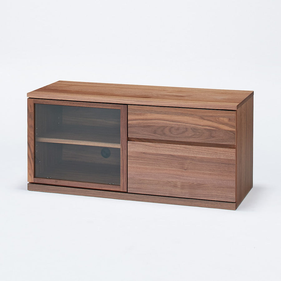 Wooden AV rack, walnut material, width 110cm