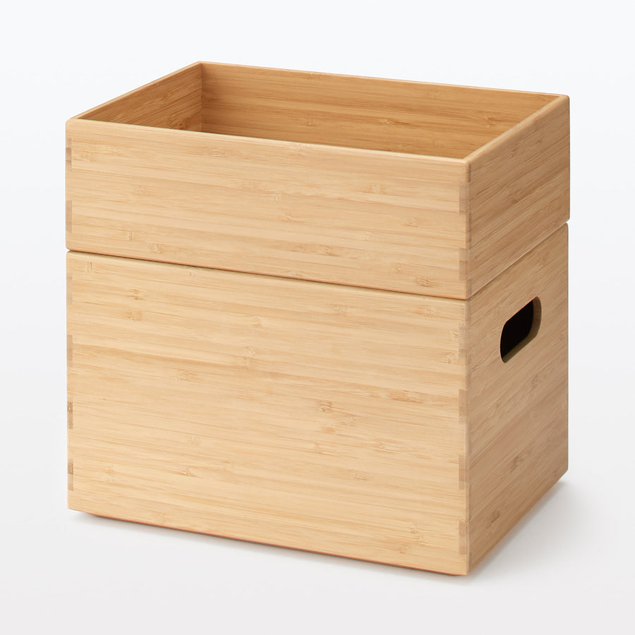 Stackable bamboo rectangular box, half, medium