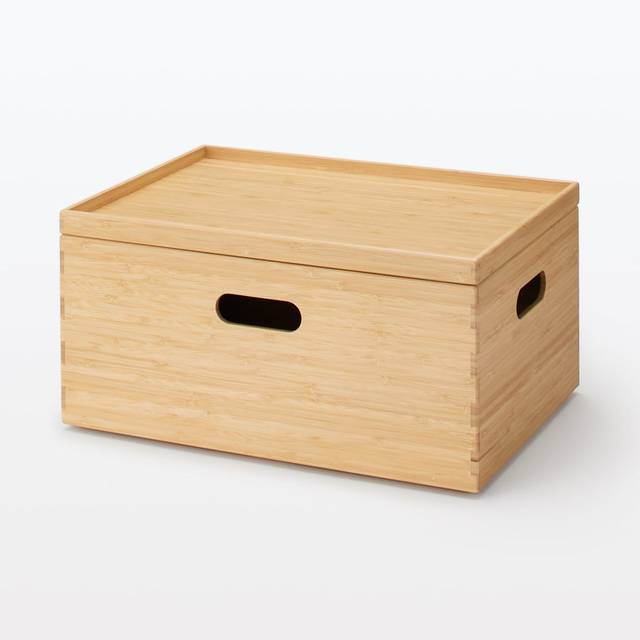 Stackable bamboo rectangular box lid