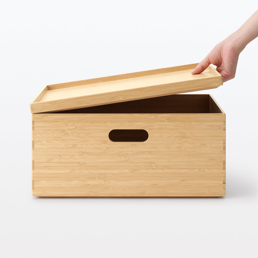 Stackable bamboo rectangular box lid