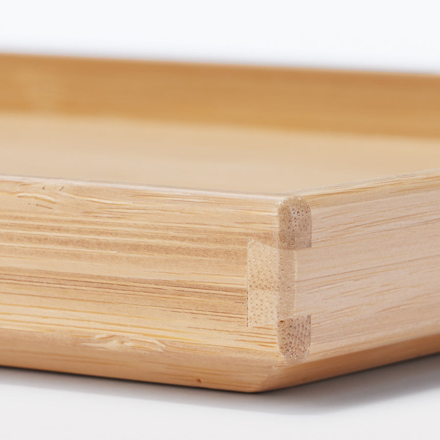 Stackable bamboo rectangular box with half lid