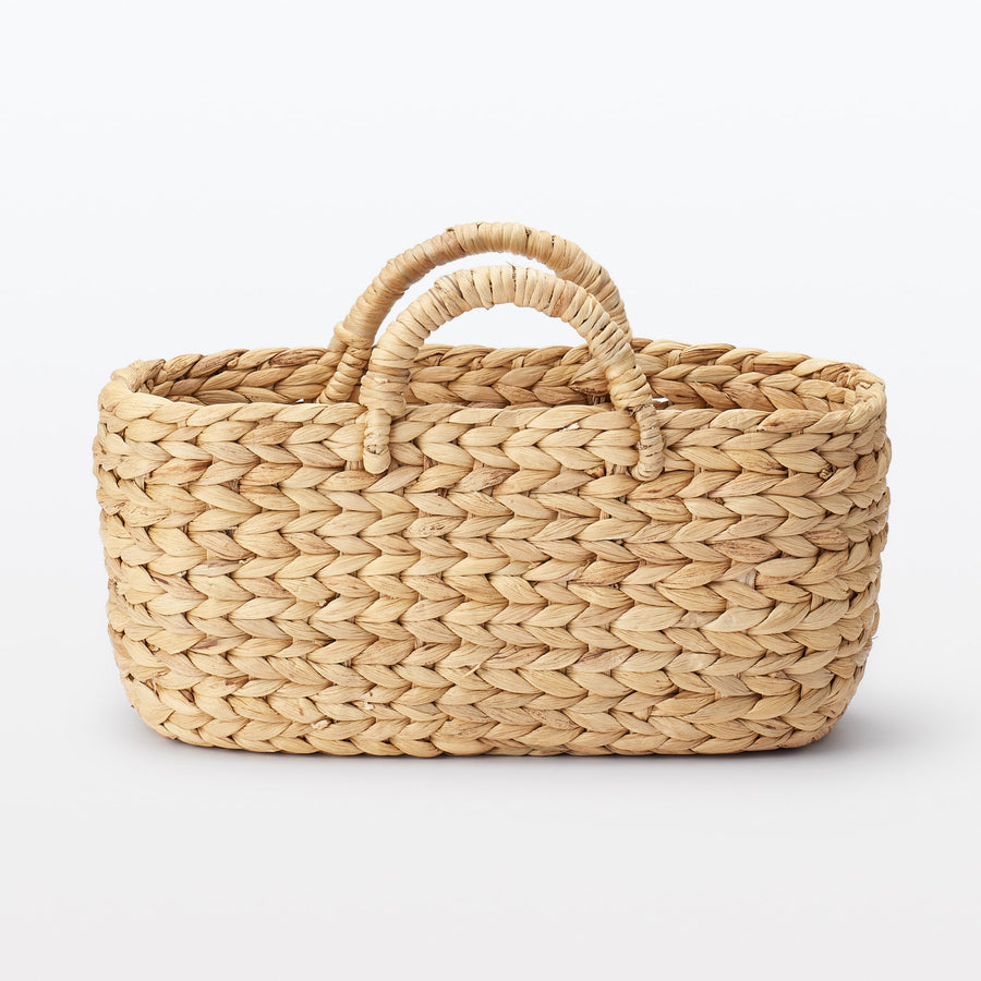 Water hyacinth small oval basket with handle