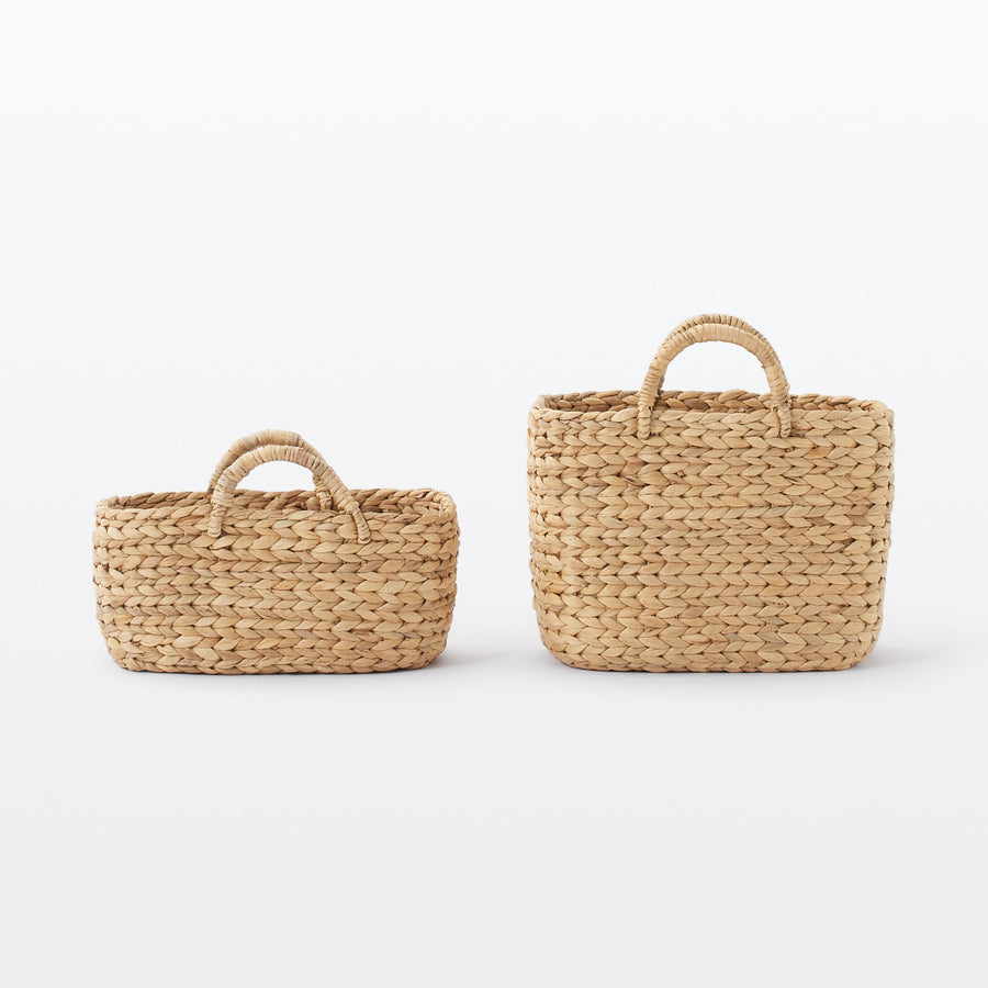 Water hyacinth small oval basket with handle