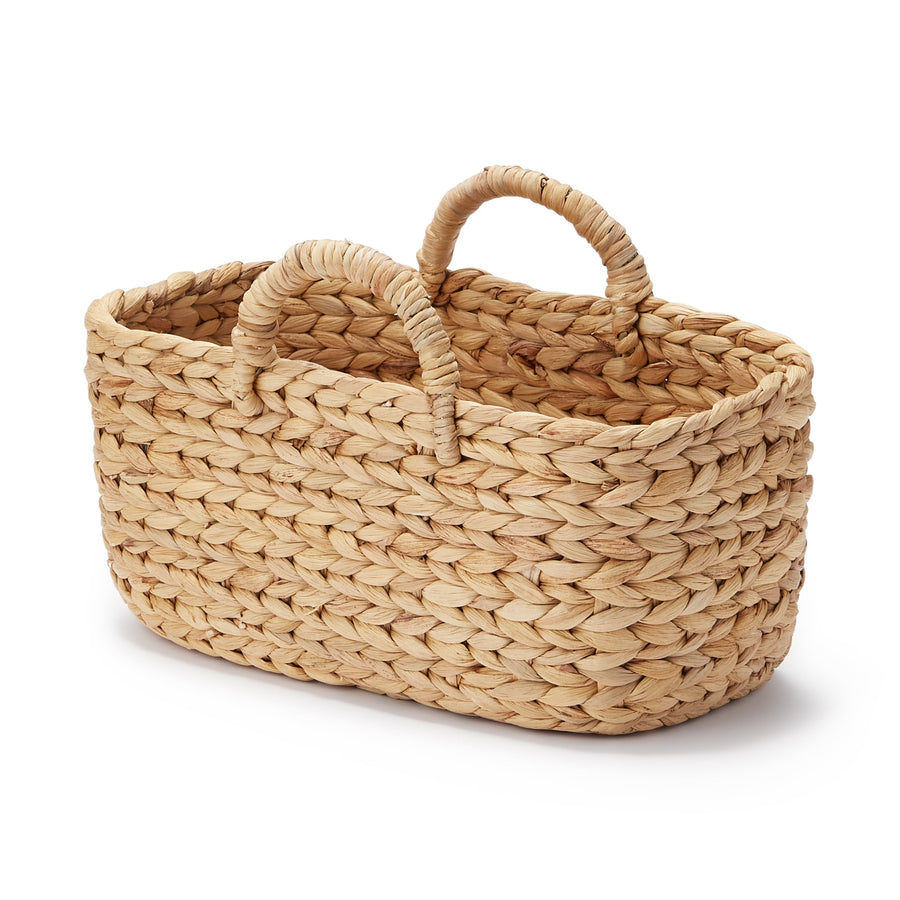 Water hyacinth small oval basket with handle