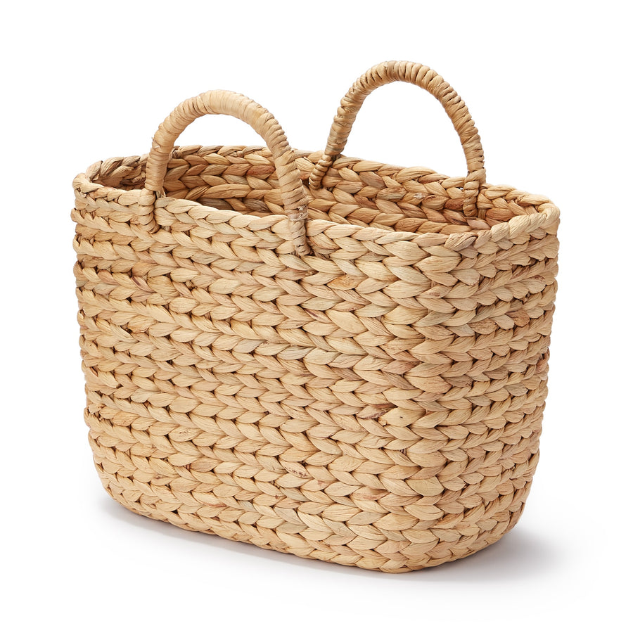 Water hyacinth large oval basket with handle