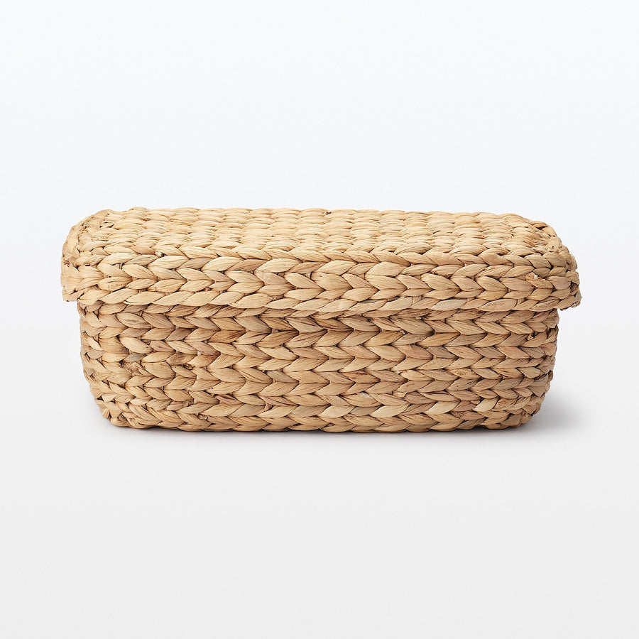 Water hyacinth rectangular basket with lid, small