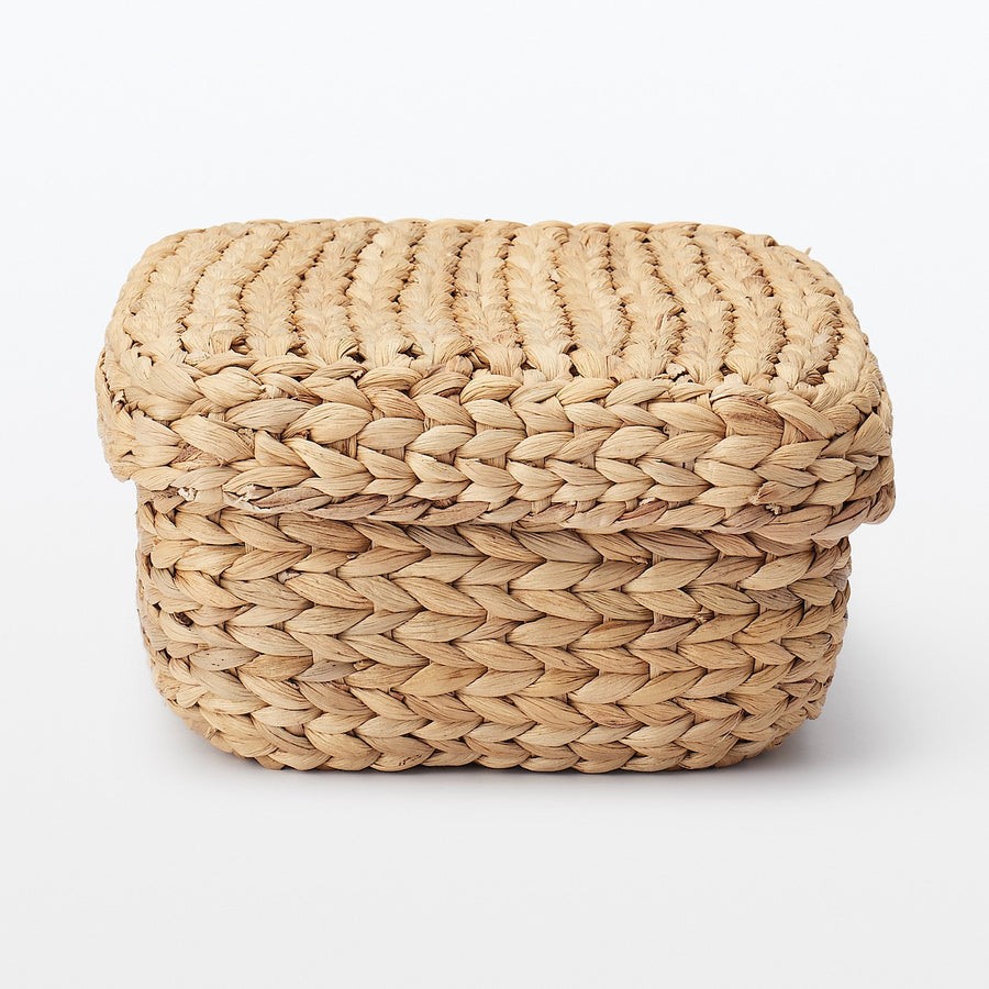 Water hyacinth rectangular basket with lid, small