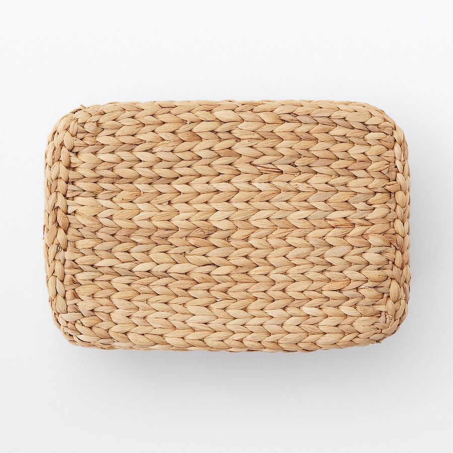 Water hyacinth rectangular basket with lid, small