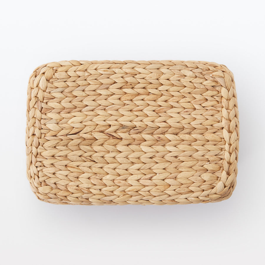 Water hyacinth rectangular basket with lid, medium