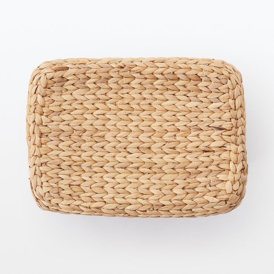 Water hyacinth rectangular basket with lid, large