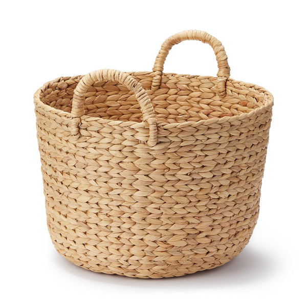 Water hyacinth small round basket with handle