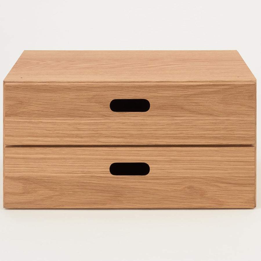 Stacking chest, half, with two drawers, oak veneer