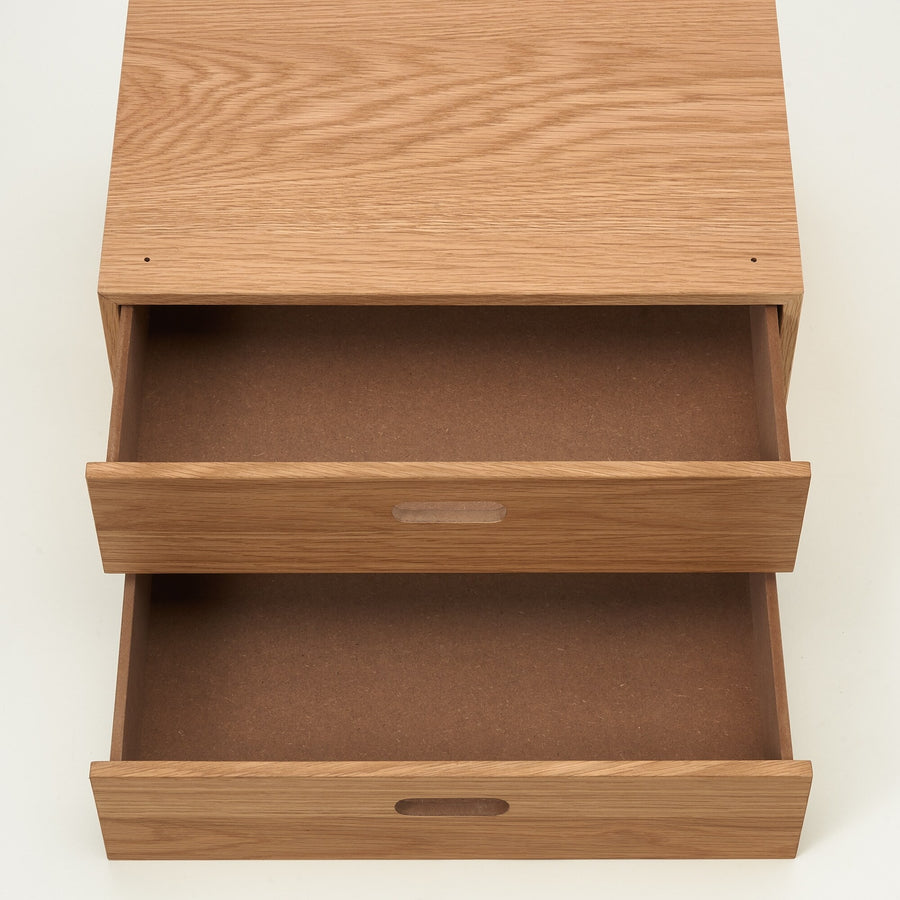 Stacking chest, half, with two drawers, oak veneer