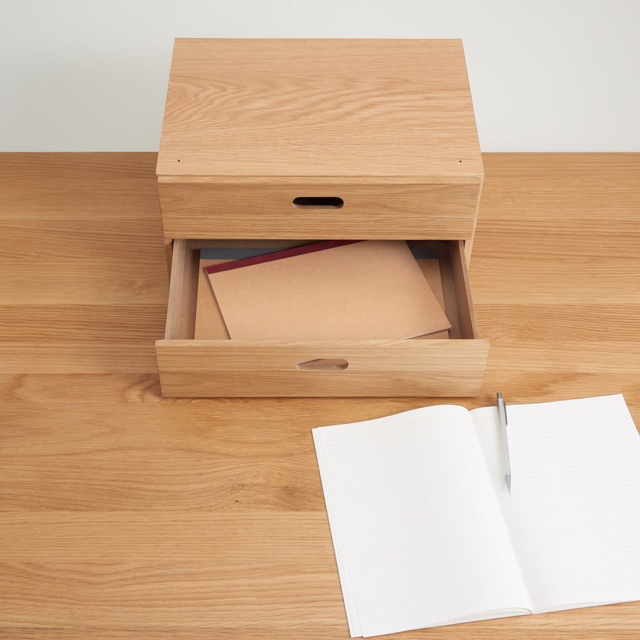 Stacking chest, half, with two drawers, oak veneer