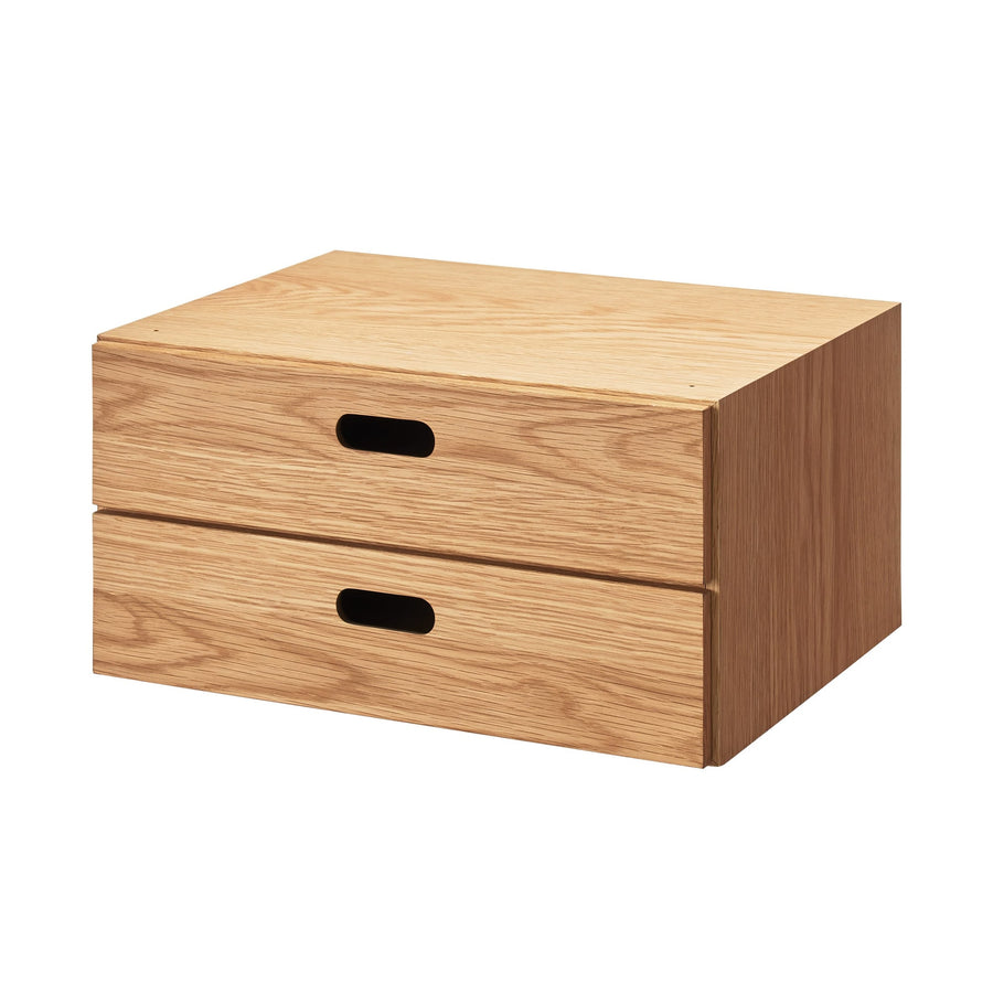 Stacking chest, half, with two drawers, oak veneer