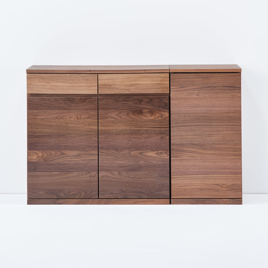 Wooden cabinet with wooden door, slim, walnut veneer