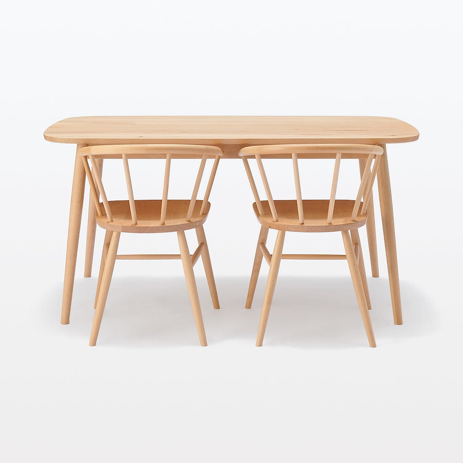 Beech wood table with round legs, width 150cm