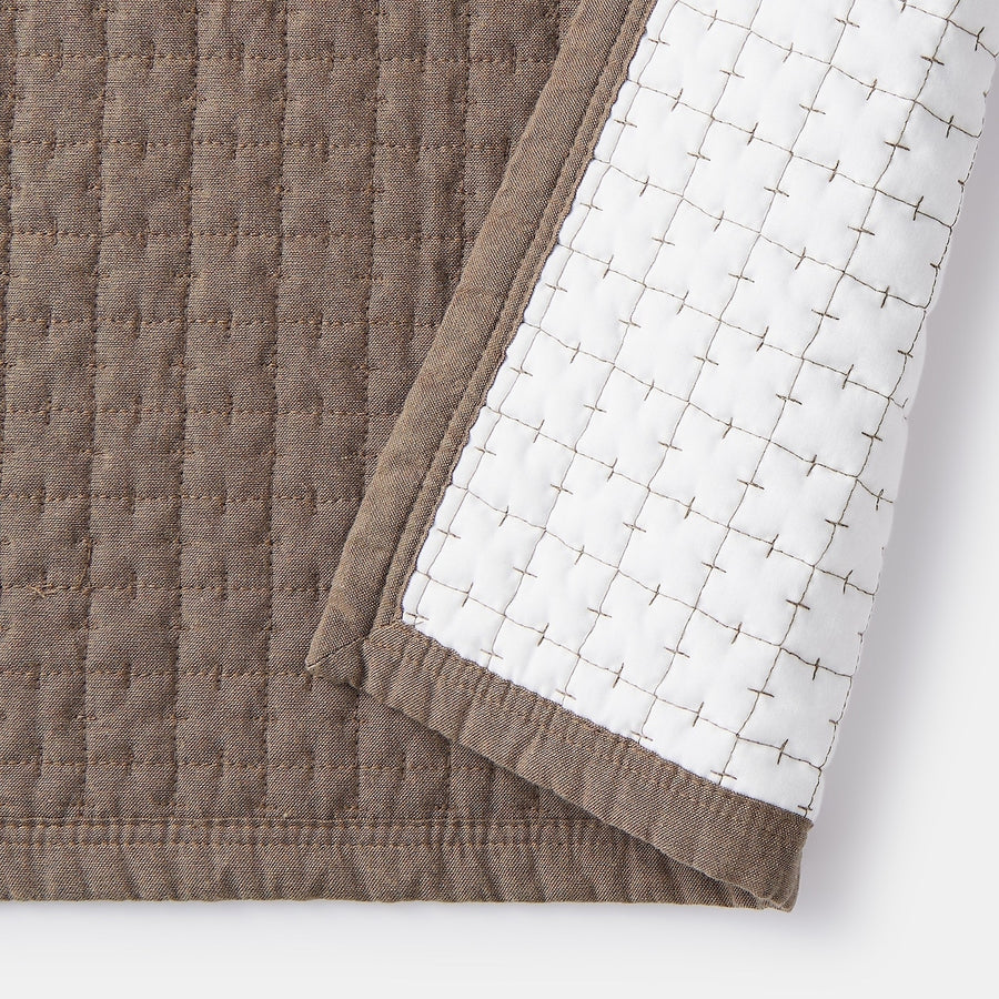 Washed cotton quilted rug [100×195cm] Brown