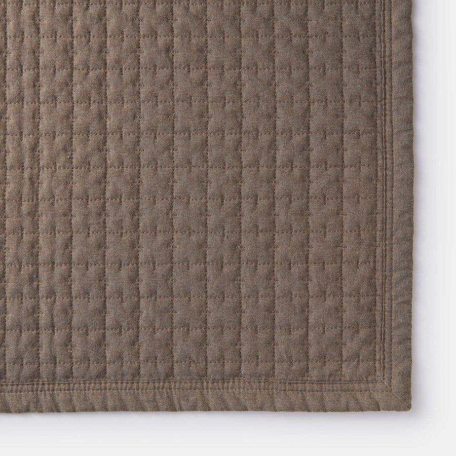 Washed cotton quilted rug [100×195cm] Brown