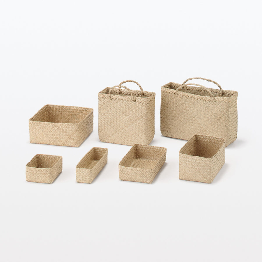 Seagrass Ajiroi Weave Organizing Basket, Rectangular, Medium, Half