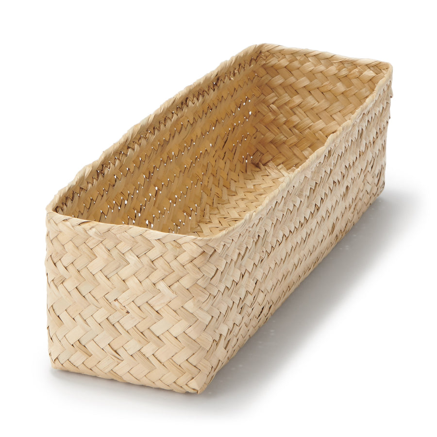 Seagrass Ajiroi Weave Organizing Basket, Rectangular, Medium, Half