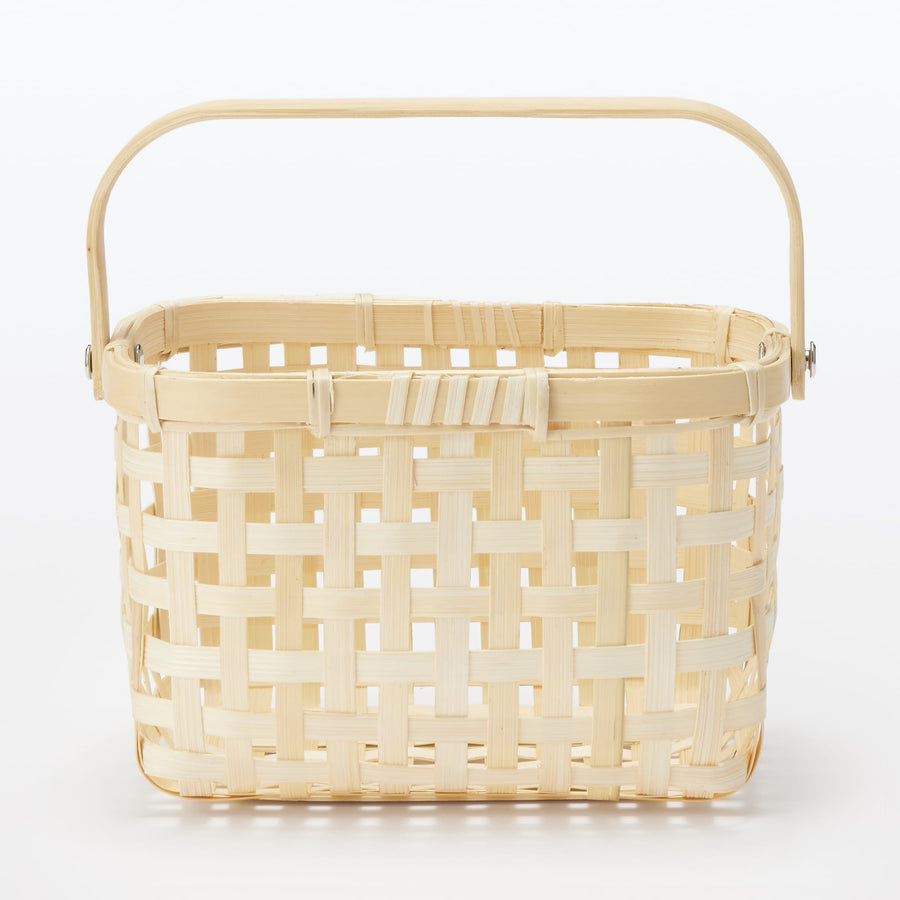 Bamboo four-weave basket with handles, half, small