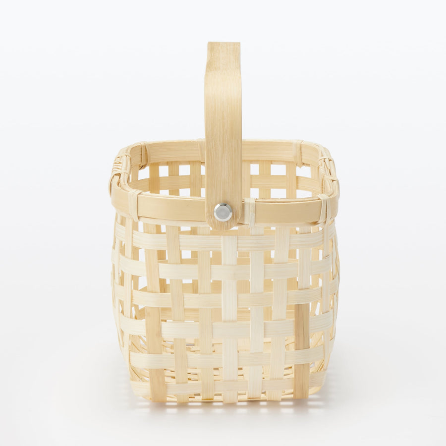 Bamboo four-weave basket with handles, half, small