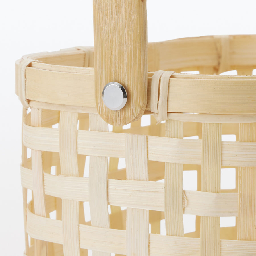 Bamboo four-weave basket with handles, half, small