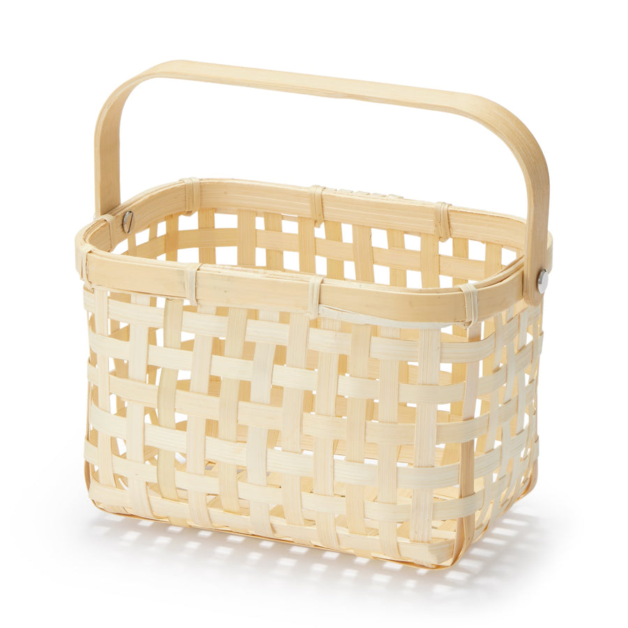 Bamboo four-weave basket with handles, half, small