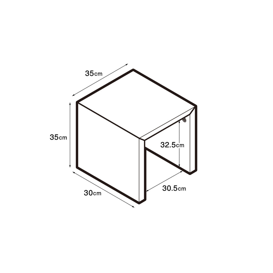 L-shaped furniture, laminated plywood, oak, width 35cm