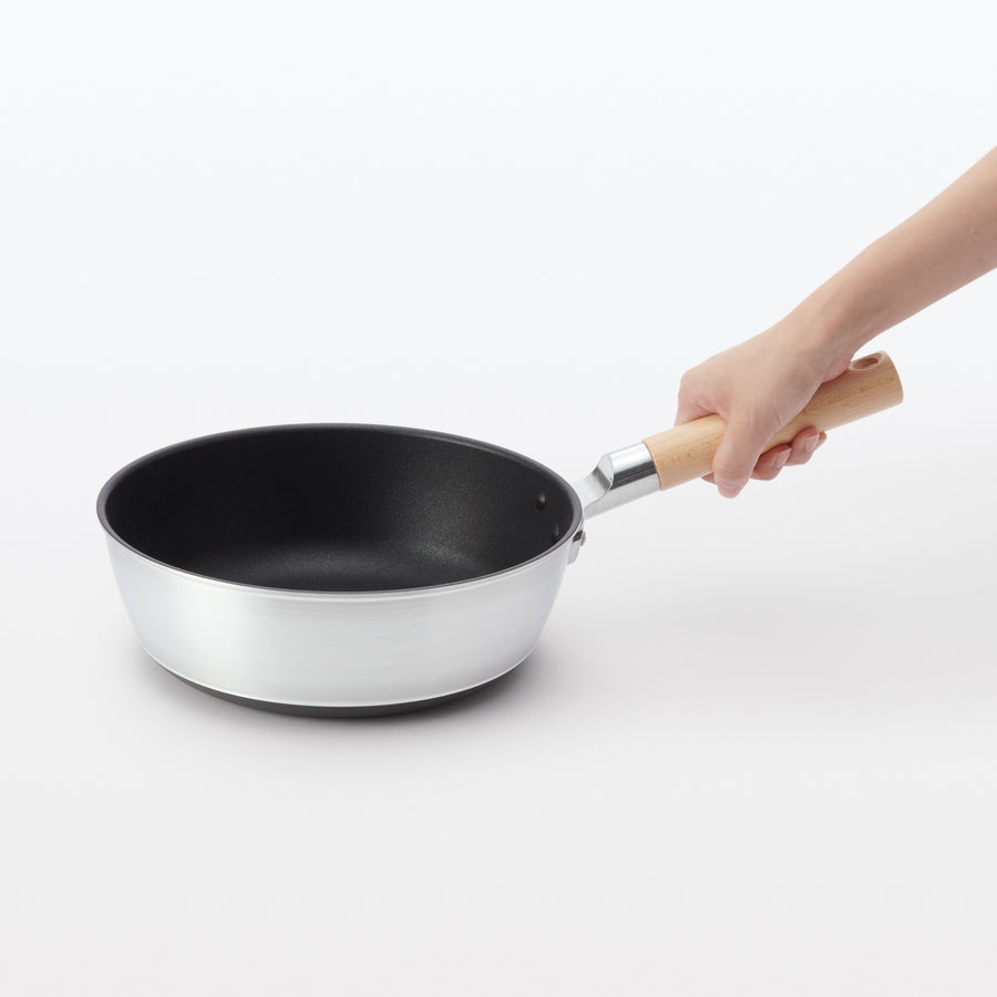 Deep non-stick frying pan that can also be used as a pot