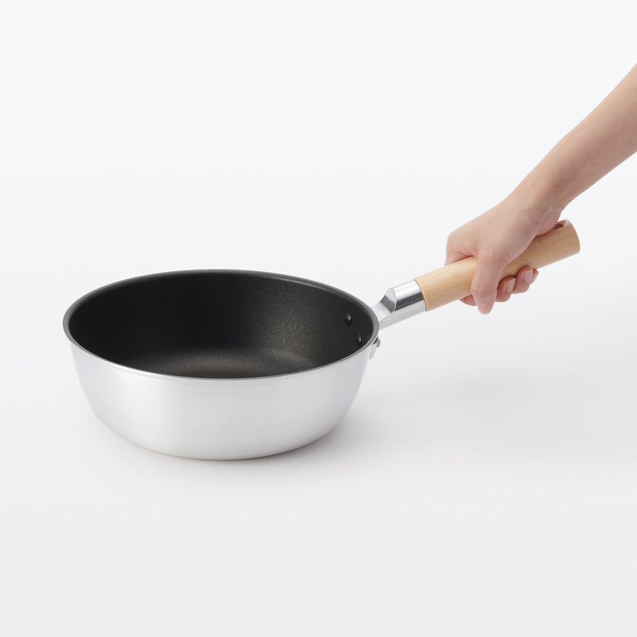 Deep non-stick frying pan that can also be used as a pot