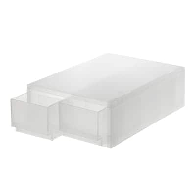 Polypropylene small item storage case, medium size, 2 drawers