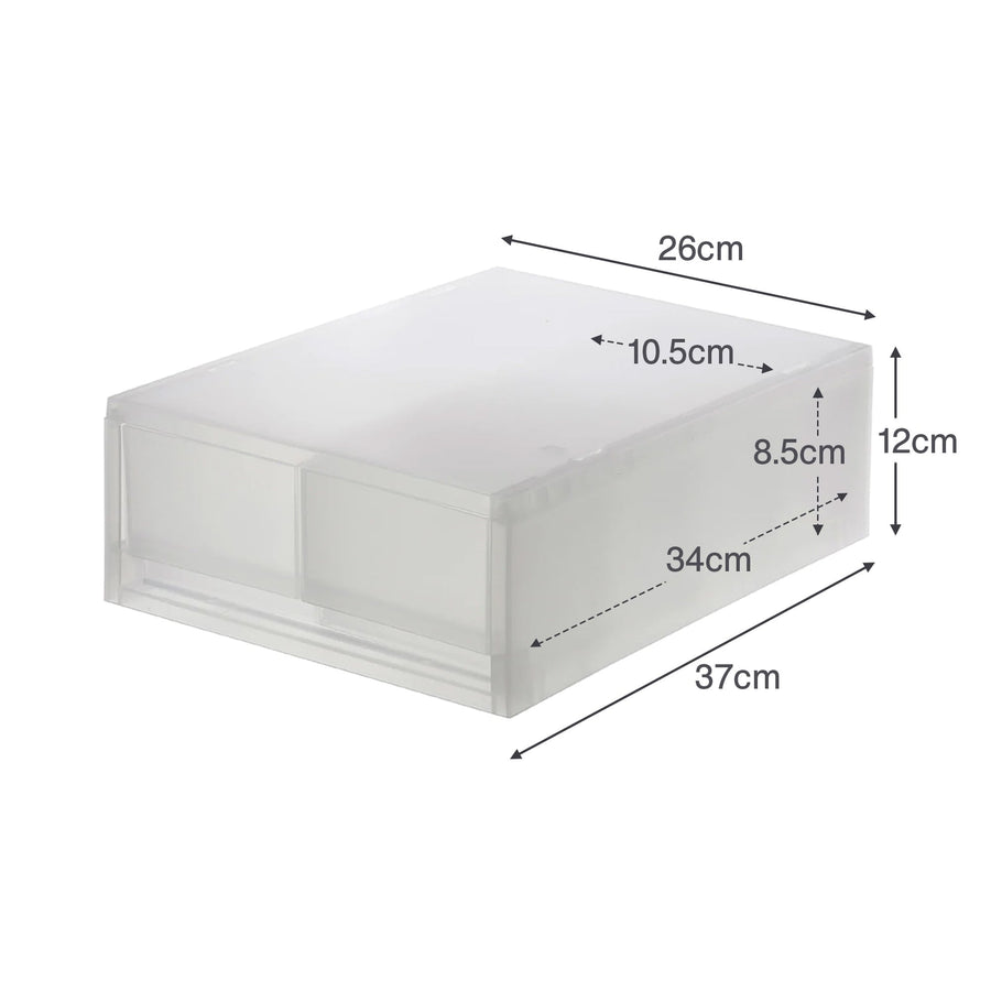 Polypropylene small item storage case, medium size, 2 drawers