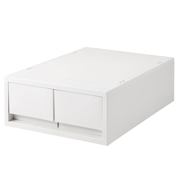 Polypropylene small item storage case, medium, 2 drawers, white gray