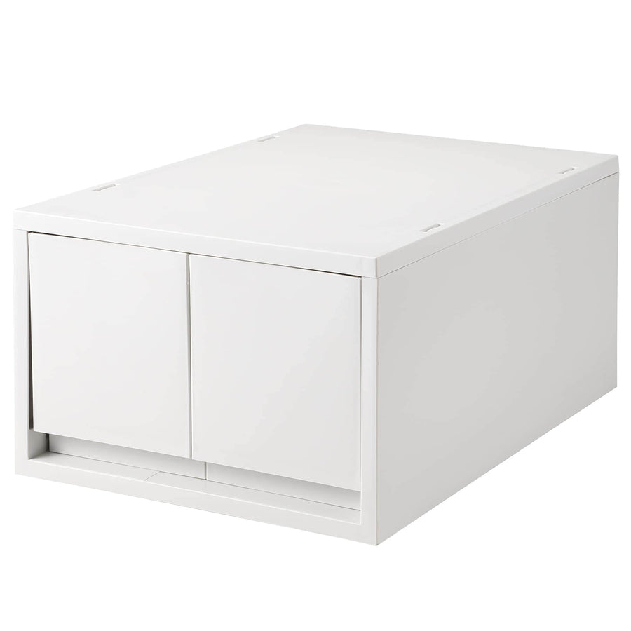 Polypropylene small item storage case, large, 2 drawers, white gray