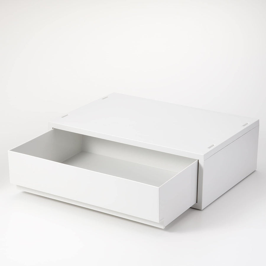 Polypropylene small item storage case, wide, medium, white gray